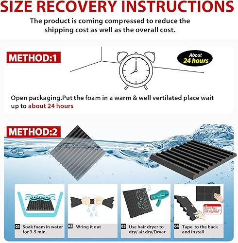 Miniatura 6 de FONESO Paneles de espuma acústica, paneles de espuma a prueba de sonido para paredes, cuñas insonorizadas de estudio de alto diseño, resistentes al