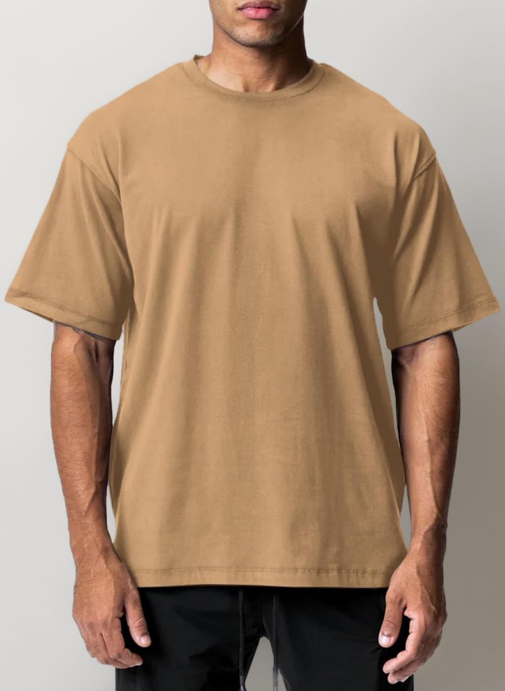 Men's 1 or 2 Pack Solid Color T-Shirt Short Sleeve Fashion Loose Round Neck Gym Sports Leisure Fitness Top Oversized T-Shirt