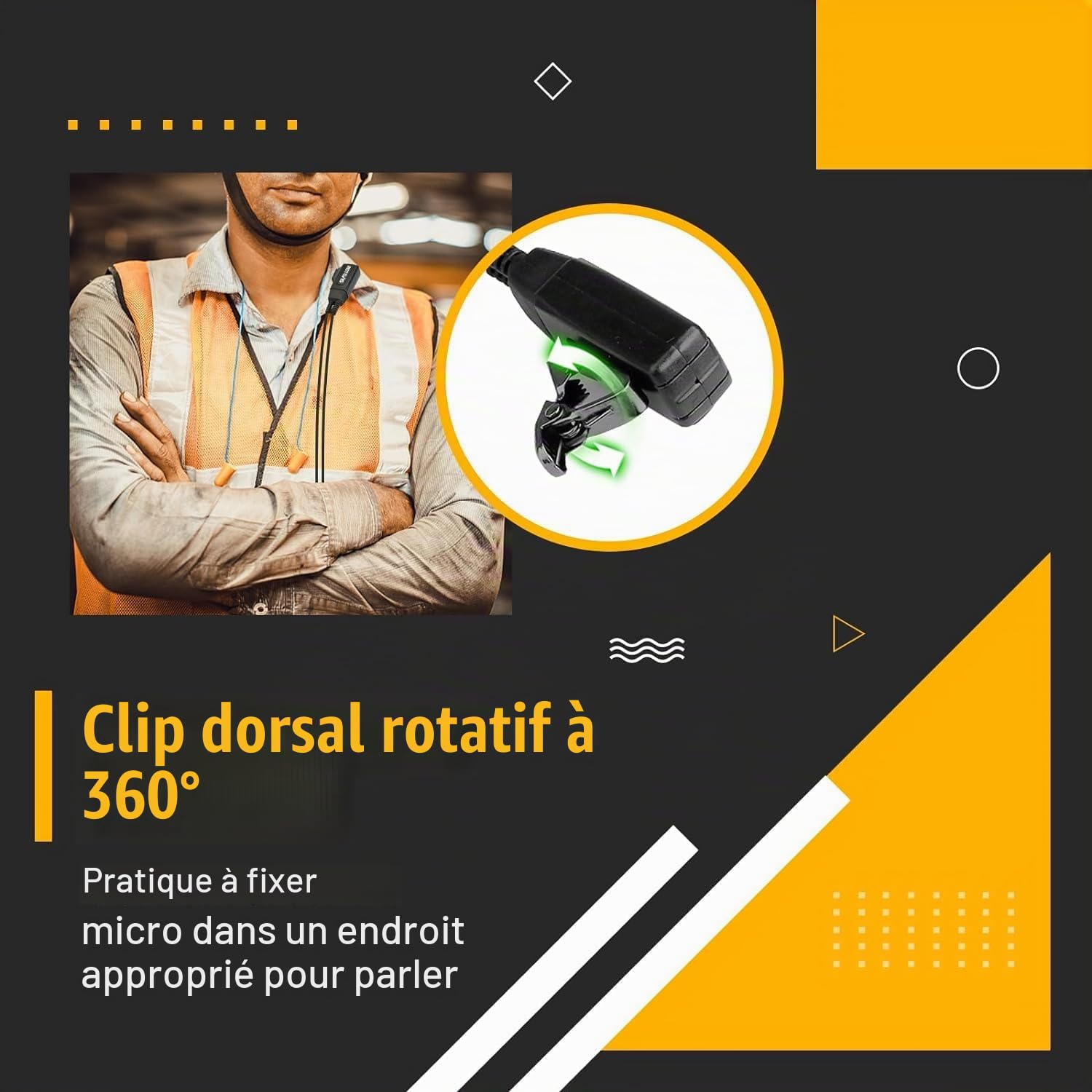 Retevis Oreillette pour Talkie-Walkie 1 Broche 2,5 mm, Casque de Sécurité, Air Tube Oreillett avec PTT, Ecouteur Talkie Walkie Compatible RB648 RT649 RT649B RT649P (2 pièce)