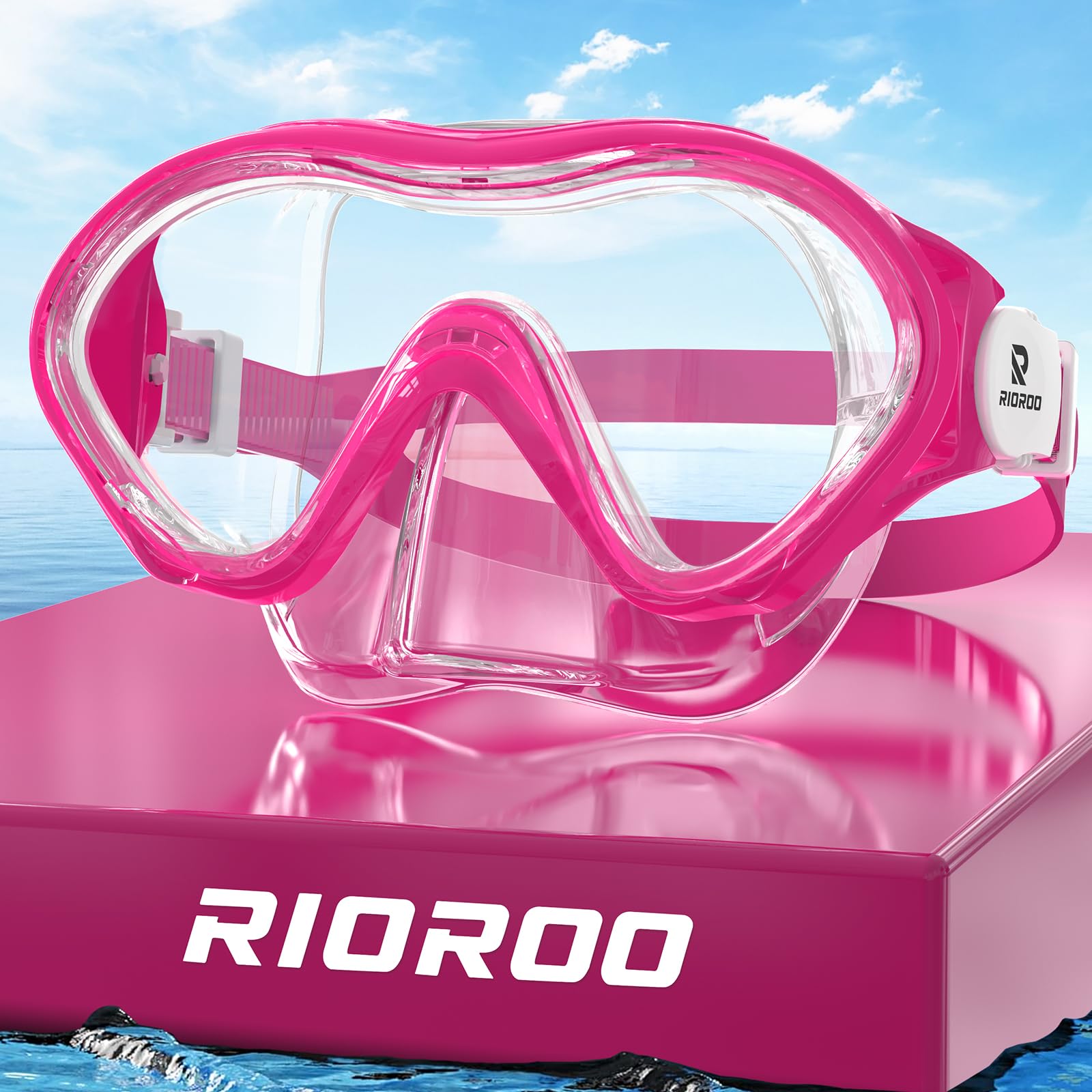 RIOROO Gafas Buceo Niño para Niños y Niñas de 4 a 12 Años, Antivaho Protección UV Antipérdida 180º Gafas Gatacion Niño con Protección para la Nariz