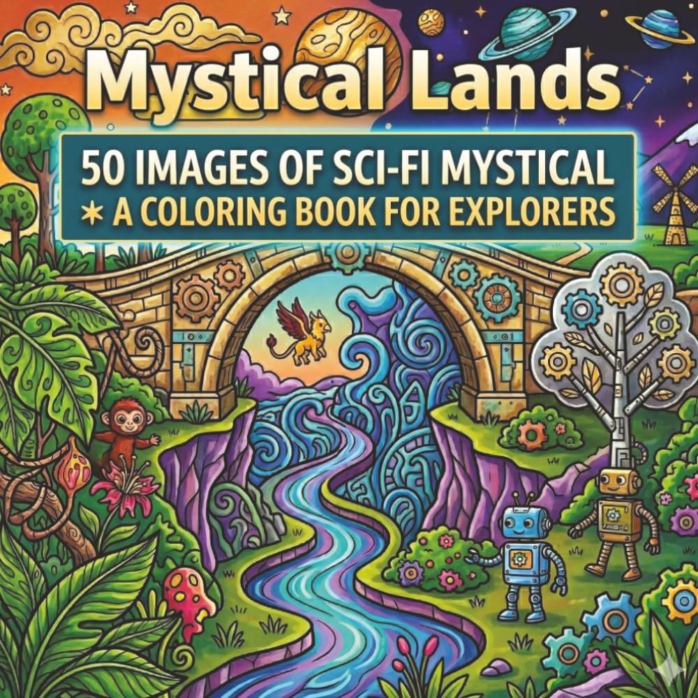 Mystical Lands - Coloring Book: A Large Print Fantasy & Sci-Fi Coloring Book Featuring Magical Worlds, Alien Landscapes, and Imaginative Creatures for Relaxation and Creativity