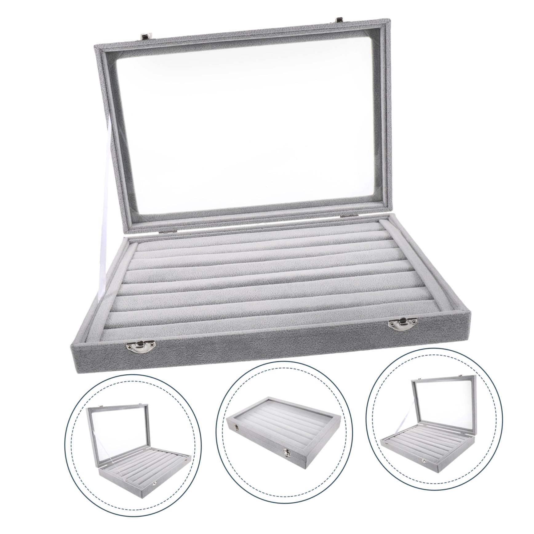 BESPORTBLE Caja de Almacenamiento de Anillos Transparente Apilable Bandejas para Joyas Organizador de Tapa para Exhibir Anillos de Boda Caja