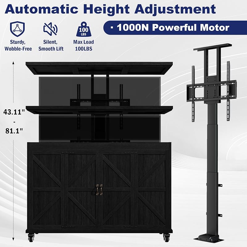 Coperat Solid Wood Indoor/Outdoor TV Lift Cabinet Weatherproof 32-65" TV image 4