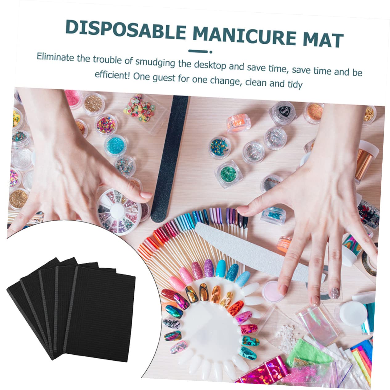Tovagliette Monouso per Nail Art 125 Pezzi in Carta Nero, Supporto Manicure Morbido senza Odore per Saloni Nail Art e Ufficio
