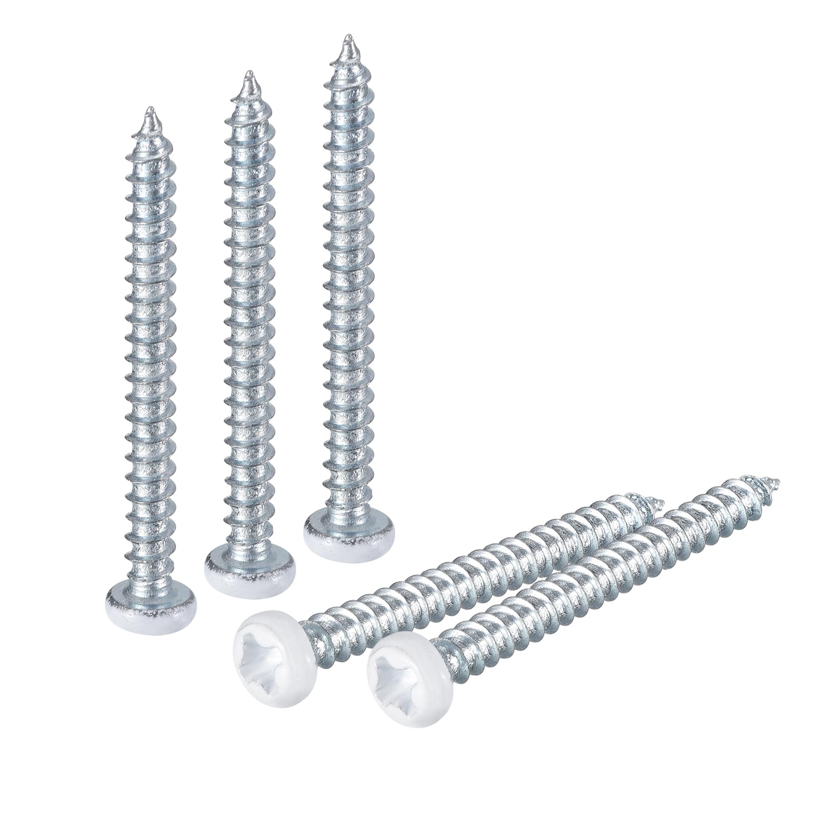 sourcing map 25Pcs #3.5 x 1-3/8"White Pan Head Self Tapping Screws Carbon Steel Phillips Wood Screws for Woodworking, Silver Blue