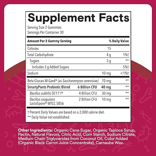 Miniatura 3 de SmartyPants Gomitas probióticas y prebióticas para adultos para la salud digestiva suplemento de salud intestinal de 6 mil millones de UFC,