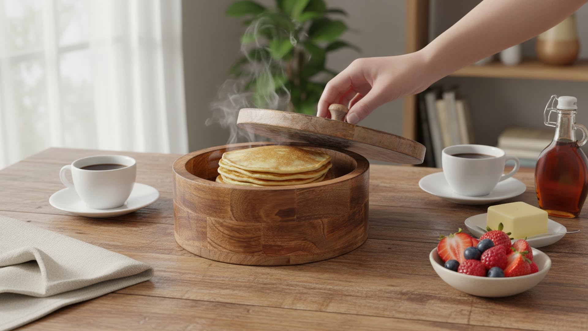 Handgefertigter hölzerner mexikanischer Tortilla-Stövchenkorb indischer Chapati-Roti-Brothalter Box Pfannkuchen-Keeper-Serviergeschirr Hot Pot Auflaufform mit Deckel Home Küche Essdekor, naturbraun
