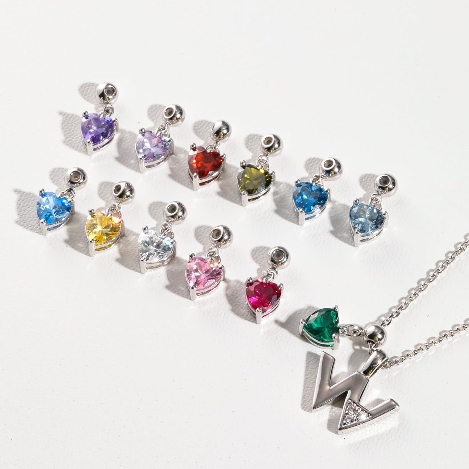 Adjustable Charm Heart Cut Love Birthstone Pendant Necklace Trendy Cubic Zirconia Jewelry for Women - Image 4