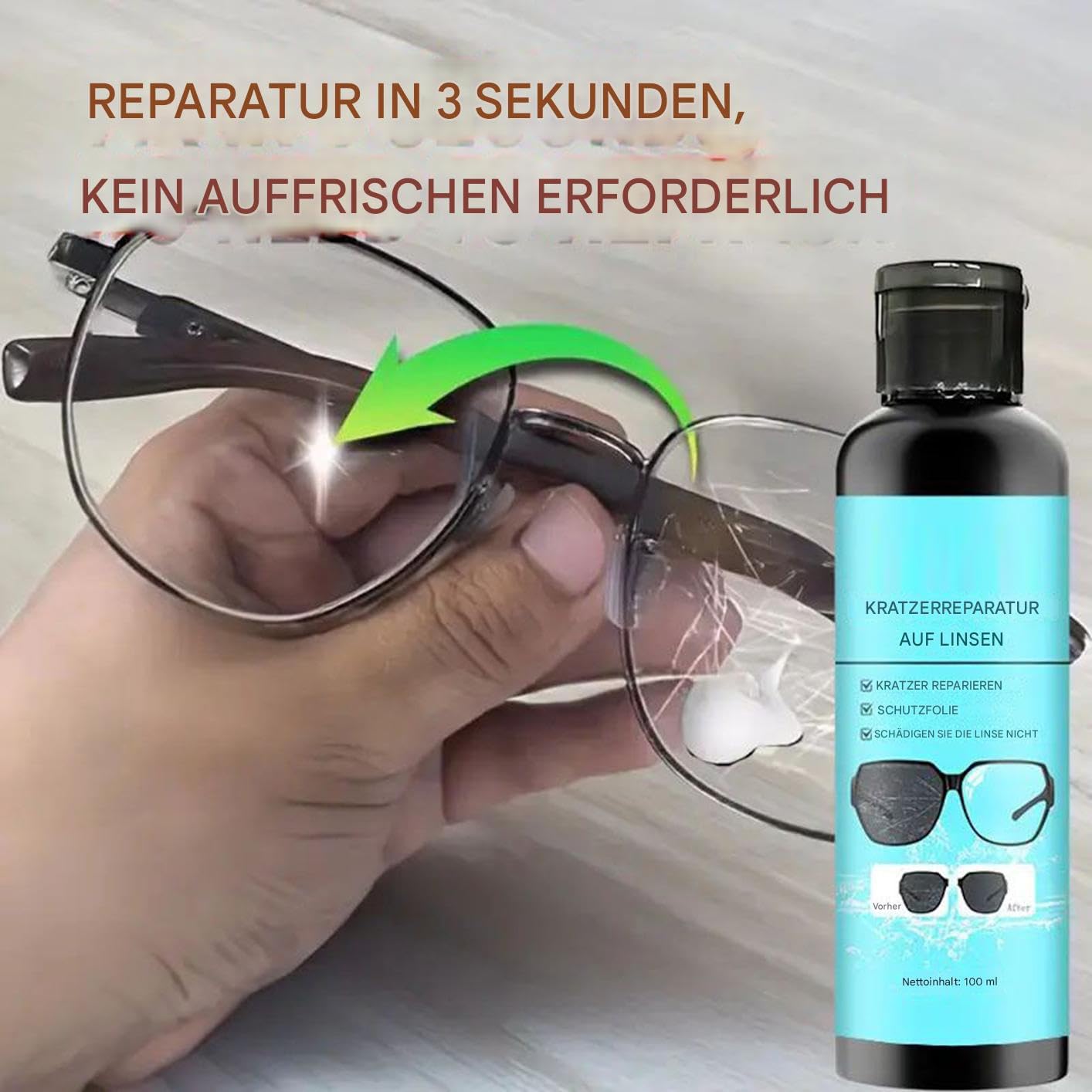 Płyn Do Usuwania Rys Na Okularach 100ml Płyn Do Naprawy Rys Na Okularach | Preparat dla Młodzieży Chłopców Dziewcząt Mężczyzn Kobiet Przyjaciół Rodziny