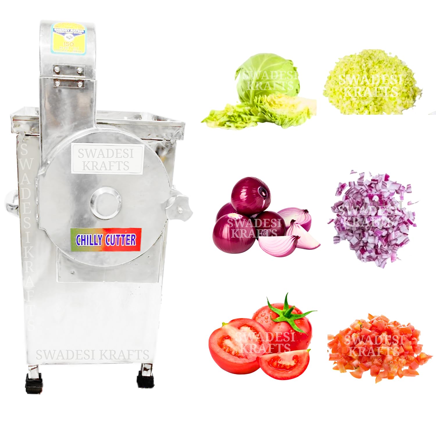 SWADESI KRAFTS Onion Cutter Machine Electric Big Hotel | Stainless Steel Vegetable Cutter Machine Commercial Comes with 2HP Motor Capacity 80-100kg/Hr. Onion, Chilly, Cabbage Vegetable Product A5-picture-15