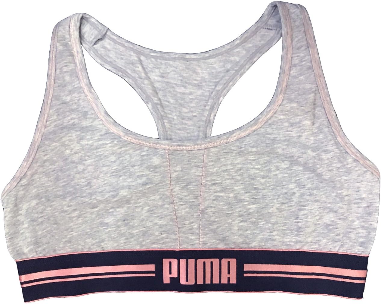 Puma Women's Light Support Sports Bra (Small, Gray/Pink)
