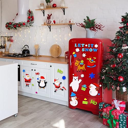 Miniatura 6 de XIMISHOP 6 adhesivos de gel de Navidad decoración de ventana de pingüino de Papá Noel, muñeco de nieve, copo de nieve