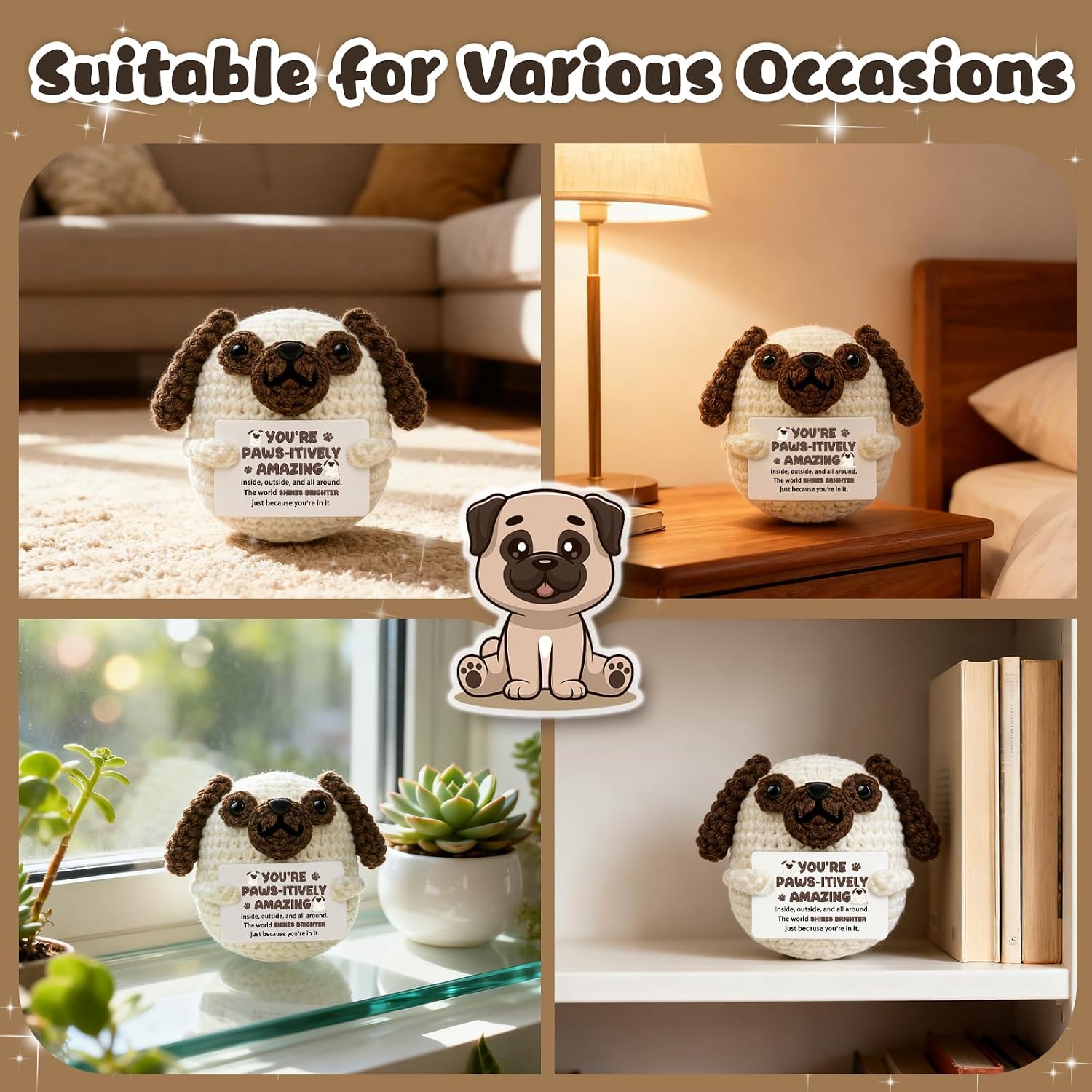 Positive Crochet Dog Gifts for Women Men Handmade Dog Crochet Animals