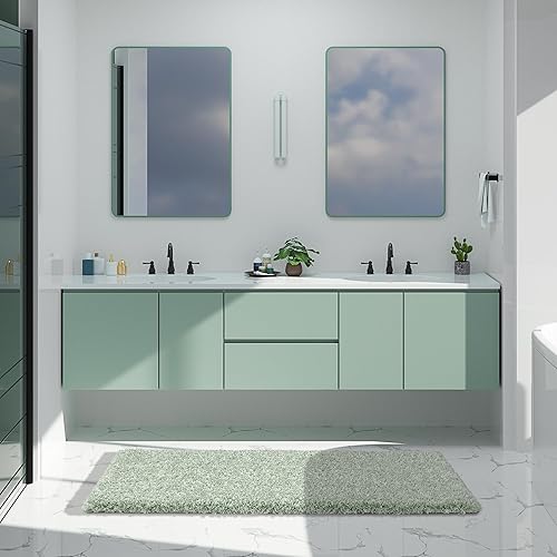 Miniatura 37 de Yimobra Alfombras de baño para baño, 32 x 20 pulgadas, ultra suaves y absorbentes de agua, alfombras de ducha de felpa antideslizantes, tapetes Gris