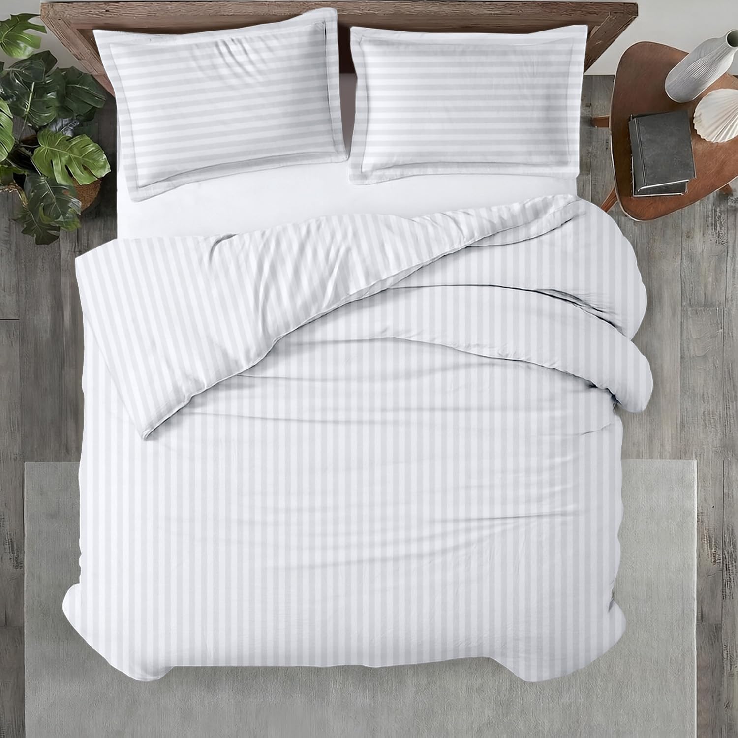 Kotton Culture 3 Pc California King Size Duvet Cover Set -100% Egyptian Cotton 600 Thread Count Ultra Soft Premium Durable Comforter Cover Zipper