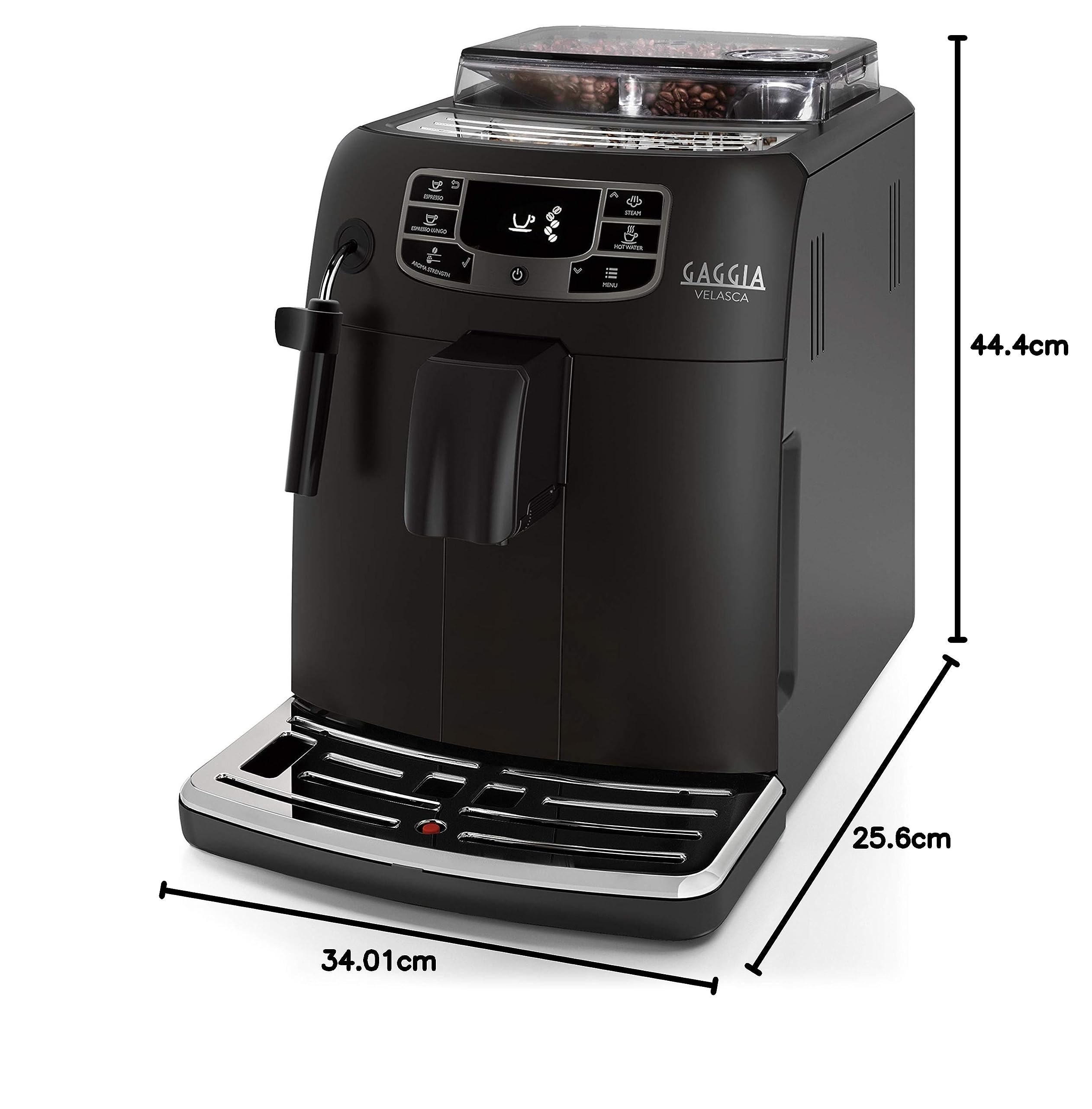 Gaggia Velasca Black Macchina da Caffè Automatica per Espresso e Cappuccino, Caffè in Grani o Macinato, RI8260/01, 1000W, Black, 100% Made in Italy