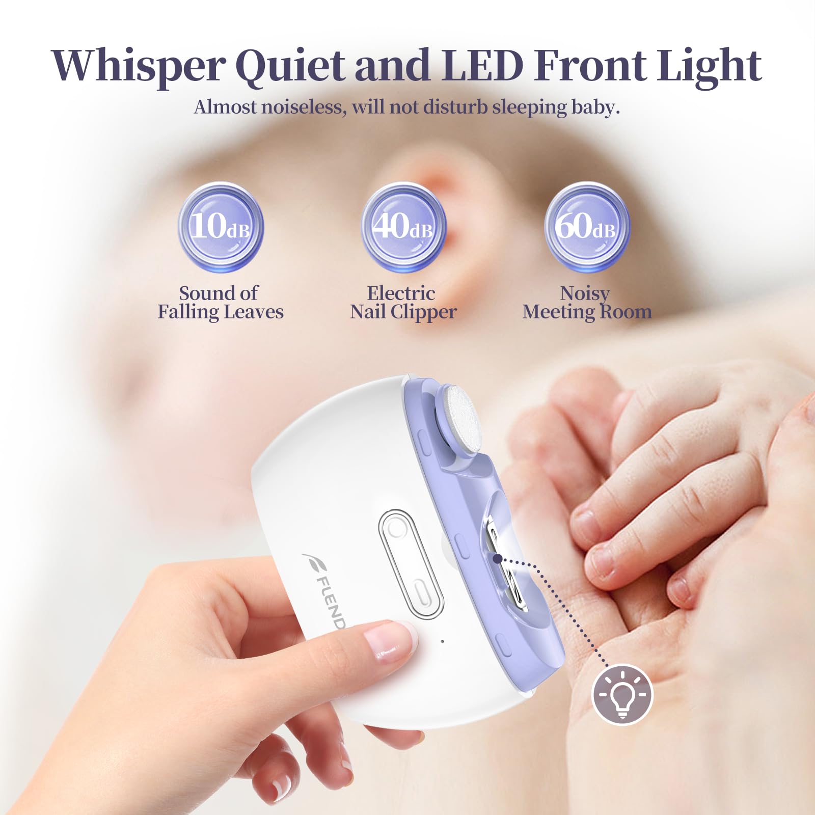 Elektrischer Nagelknipser, Nageltrimmer Nagelpolierer 2 in 1, Automatischer Elektrische Nagelknipserr 2 Geschwindigkeiten, Fingernagelknipser, Nagelfeile mit Licht, ManiküreSet Nagelknipser für Babys