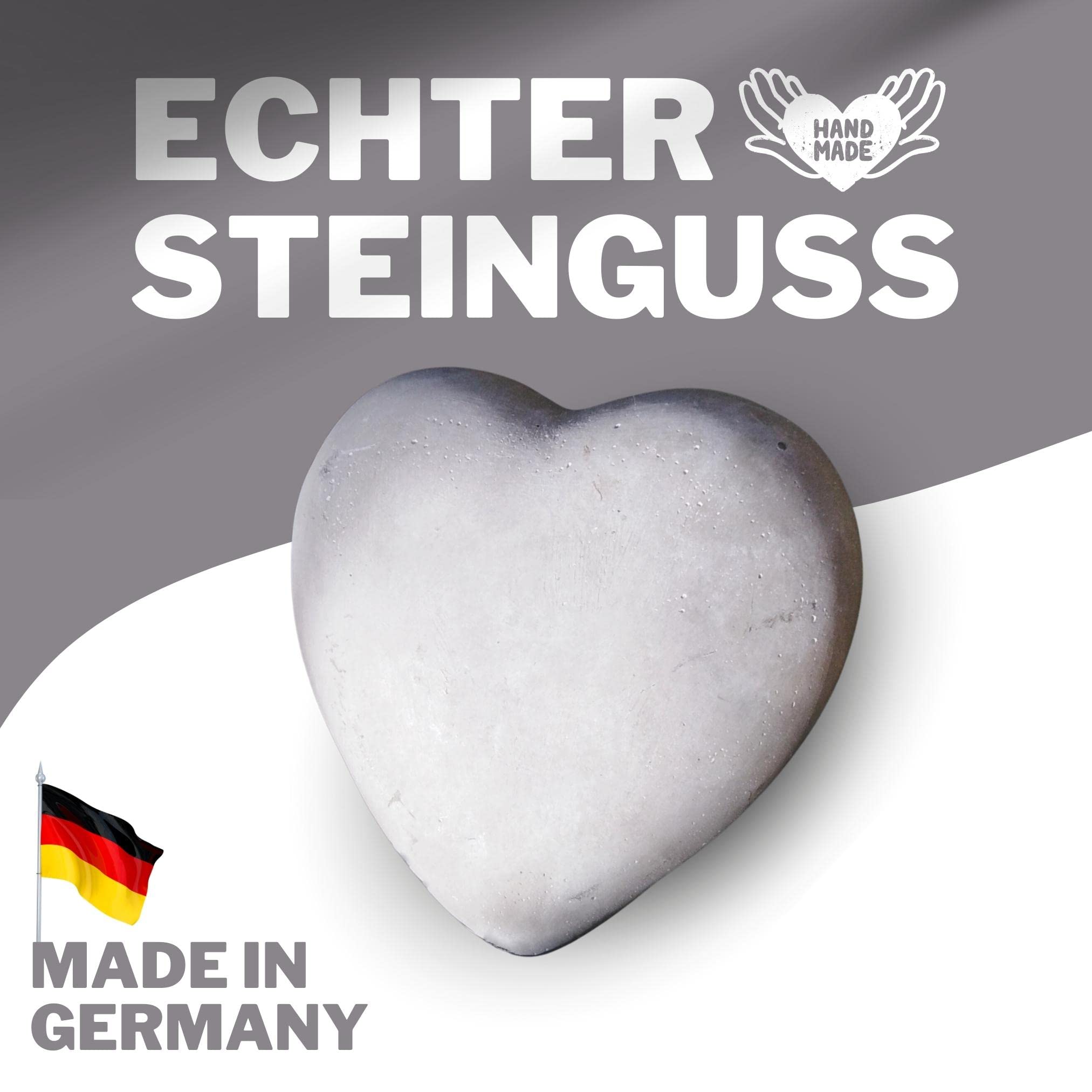 Radami Grabherz 'Du Fehlst Uns' – Grabschmuck Aus Steinguss, Silberfarben, 8x9,5x5 Cm, Frostfest