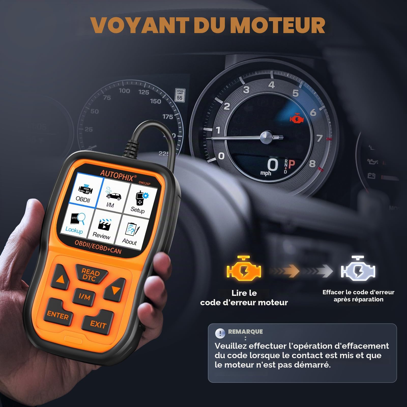 AUTOPHIX OM126P OBD2 Appareil de diagnostic universel pour tous les véhicules pour protocole OBDII allemand