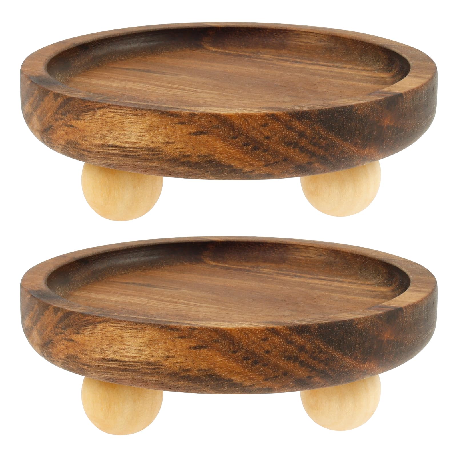 Eyoulife Wooden Display Riser Stand, Multipurpose Smooth Round Oval Pedestal Tray for Candles Plants Bottles Vases Soap Dispenser(circular)