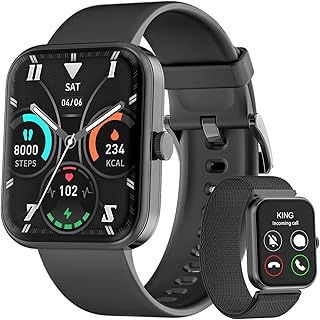 Blackview Smart Watch (Answer/Make Calls), 1.83" Screen Fitness Watch with Blood Oxygen/Stress/Heart Rate/Sleep Monitor, 100 Sport Modes, Calculator, Step Counter Watch, Smartwatch for iOS Android