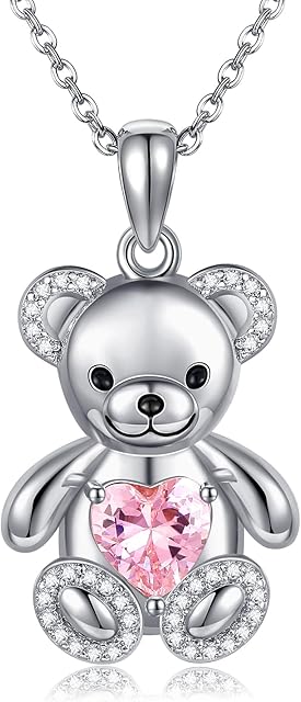 ONEFINITY Teddy Bear/Duck/Hummingbird/Owl/Squirrel/Racoon Necklace 925 Sterling Silver Bear Pendant Necklace Cute Animal Jewellery Gift For Women Girls