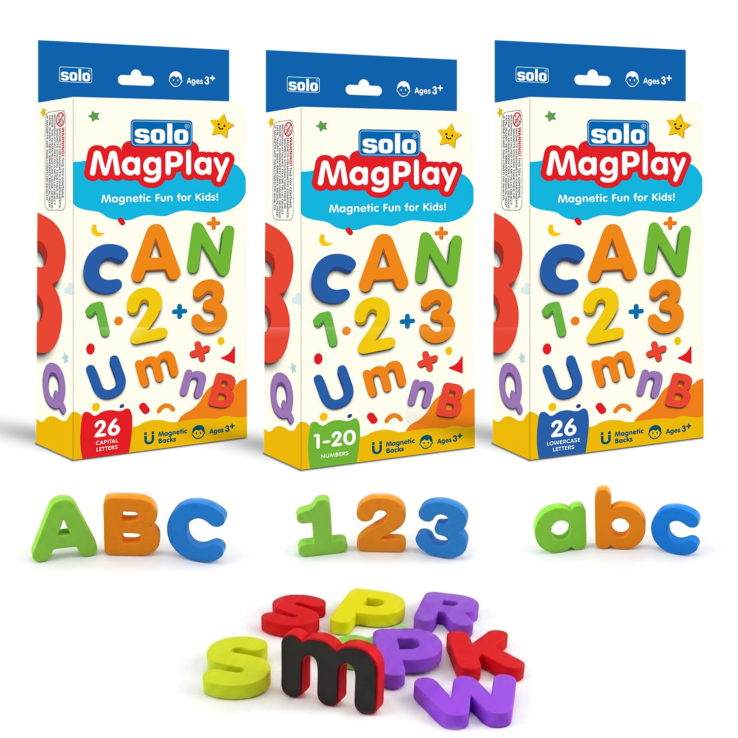 SOLO Kids MagPlay 3 in 1 Bundle | Numbers and Uppercase and Lowercase Letters Bundle | Child Safe | Reusable EVA Foam with Strong Magnets | Early Learning-picture-14