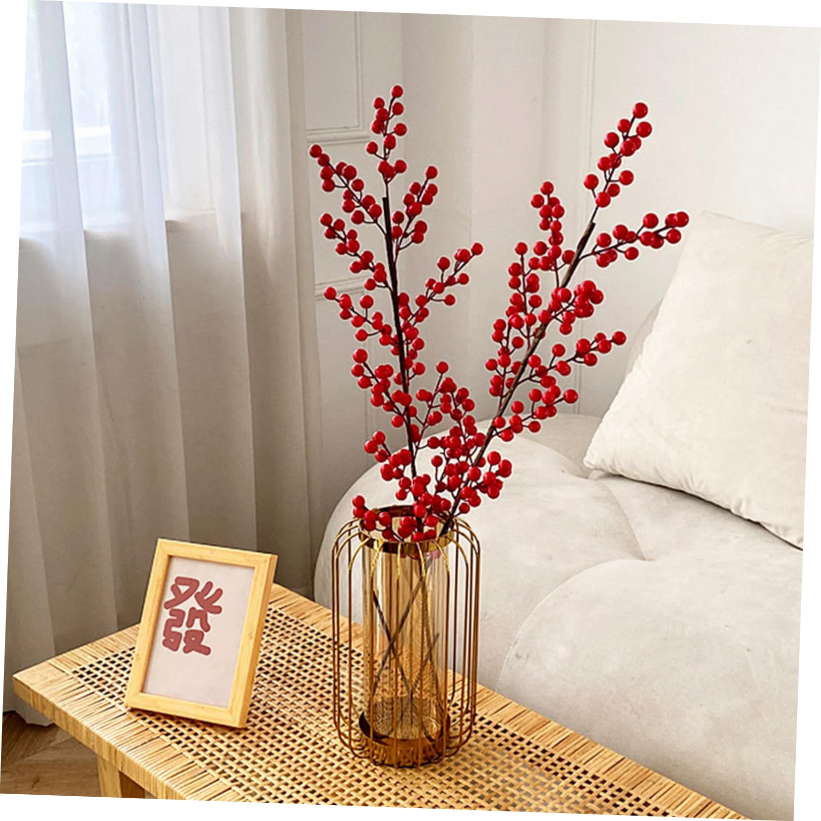 TOPBATHY 12 Pz Ramo Di Bacche Rosse Gambo Di Bacche Artificiali Di Fiori Di Natale Bacca Artificiale Raccoglitori Di Bacche Artificiali Bacche Di Piante Di Simulazione Rosso Schiuma