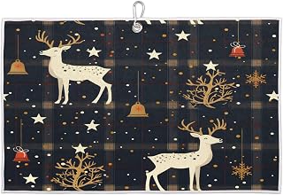 Mesh Moose Star Bells Golf Towel for Golf Bags with Clip 15 x 24 in Golf Sports Towel Absorbent Quick Drying Microfiber Golf Towels for Men Women