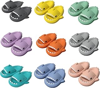 Upgrade Cloud Shark Slides, Shark Slides Adult, Shark Cloud Slides, Shark Slippers, Shark Slides Men, Cloudy Sharks, Shark Slides for Women, Novelty Open Toe Slippers (Orange,7.5-8 Women/5.5-6 Men)