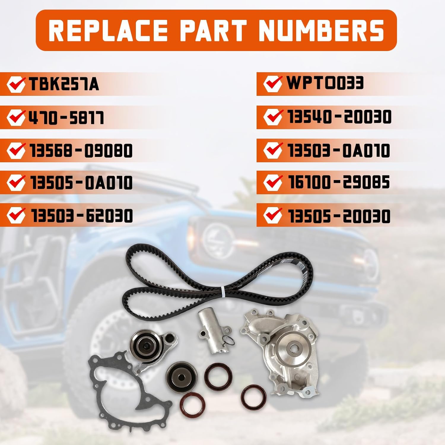 Timing Belt Water Pump Kit Fits for Camry Highlander Sienna Solara 3.0L/ 3.3L,for ES300 RX300 RX330 RX400H 3.0L/ 3.3L Engine 1MZFE/ 3MZFE