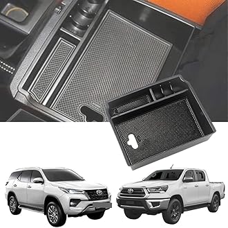 TRX AUTO Center Armrest Console Organizer For Fortuner 2nd Gen 2015-22 & Hilux 8th Gen 2015-22 | Center Storage Box Organizer Tray