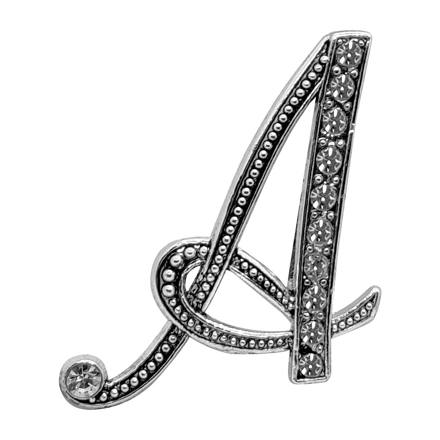 FURE A Initial Metal Brooch (Antique Rhodium) for Men & Women