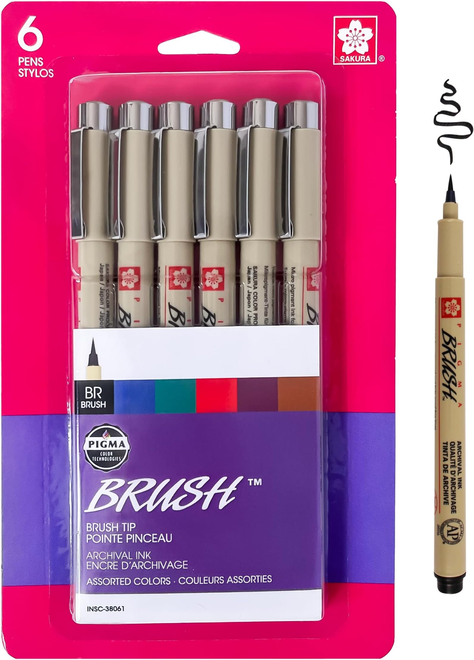 Sakura 38061 6-Piece Pigma Brush Pen Set : Amazon.in: Office Products