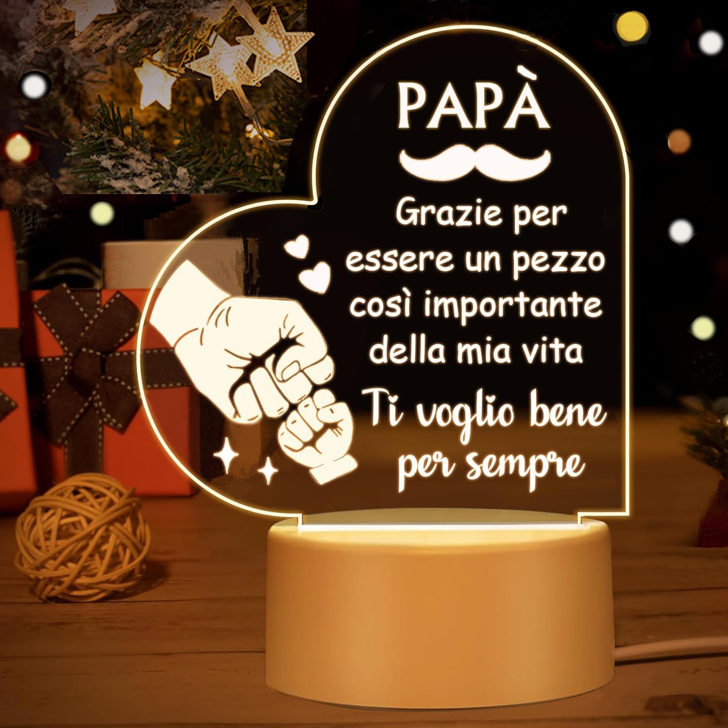 Aonveki Regalo Papà, Regalo Festa del Papà da Figlia e Figlio, Regalo di Compleanno Natale per Papà, Acrilico Lampada Regali per Papà