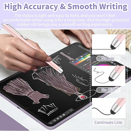 Miniatura 4 de Lápiz capacitivo para pantallas táctiles, 4 lápices capacitivos para iPad de alta sensibilidad y precisión con puntas de repuesto, compatibles con