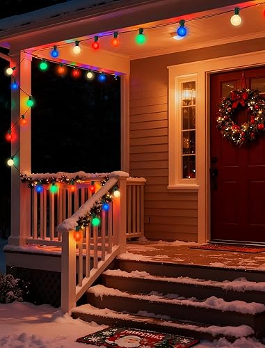 Miniatura 7 de Luces de Navidad multicolor de 50 pies para exteriores, tira de luces G40 con 27 bombillas LED de cerámica colorida (2 de repuesto), luces de árbol