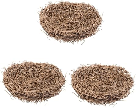 WOONEKY 3pcs Decorative Rattan Bird Nest Artificial Nest Decoration for Home Easter for Crafts for Spring Decor and Craft Projects