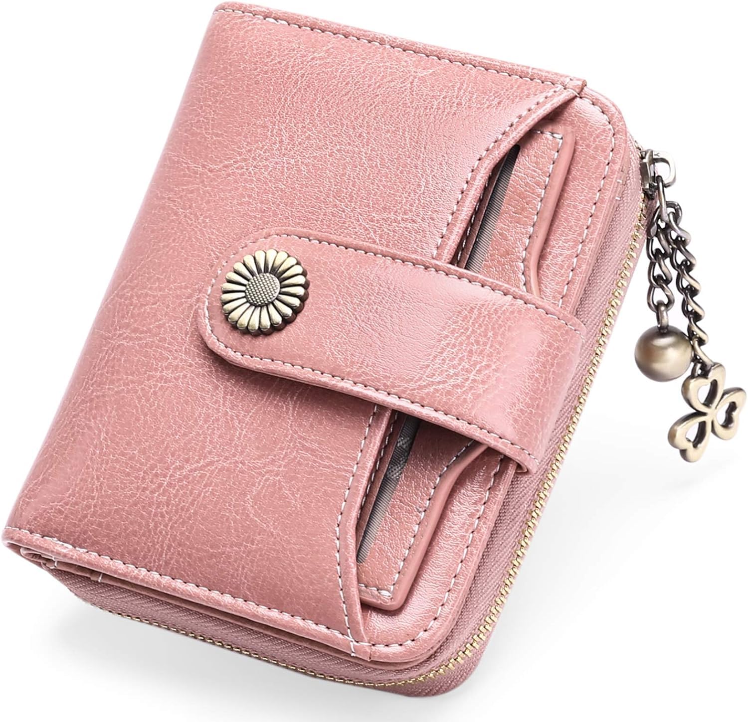 Sponsored Ad – Wallets Women, Ladies Small Wallet, RFID Blocking Genuine Leather Bifold Zippered Pocket Wallet Card Case Purse with ID Window (Pink)