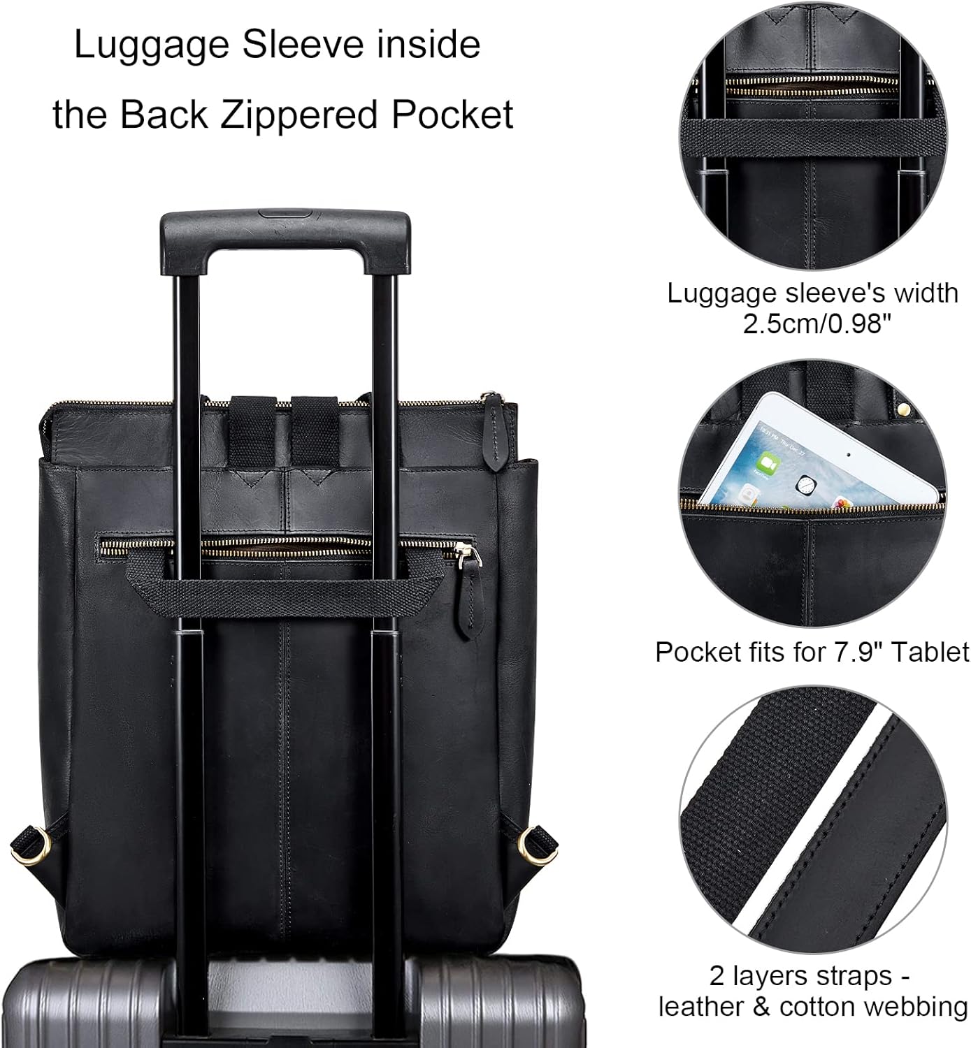 S-ZONE Women Genuine Leather Backpack Purse Retro Top-handle Bags Vintage Totes - Image 4