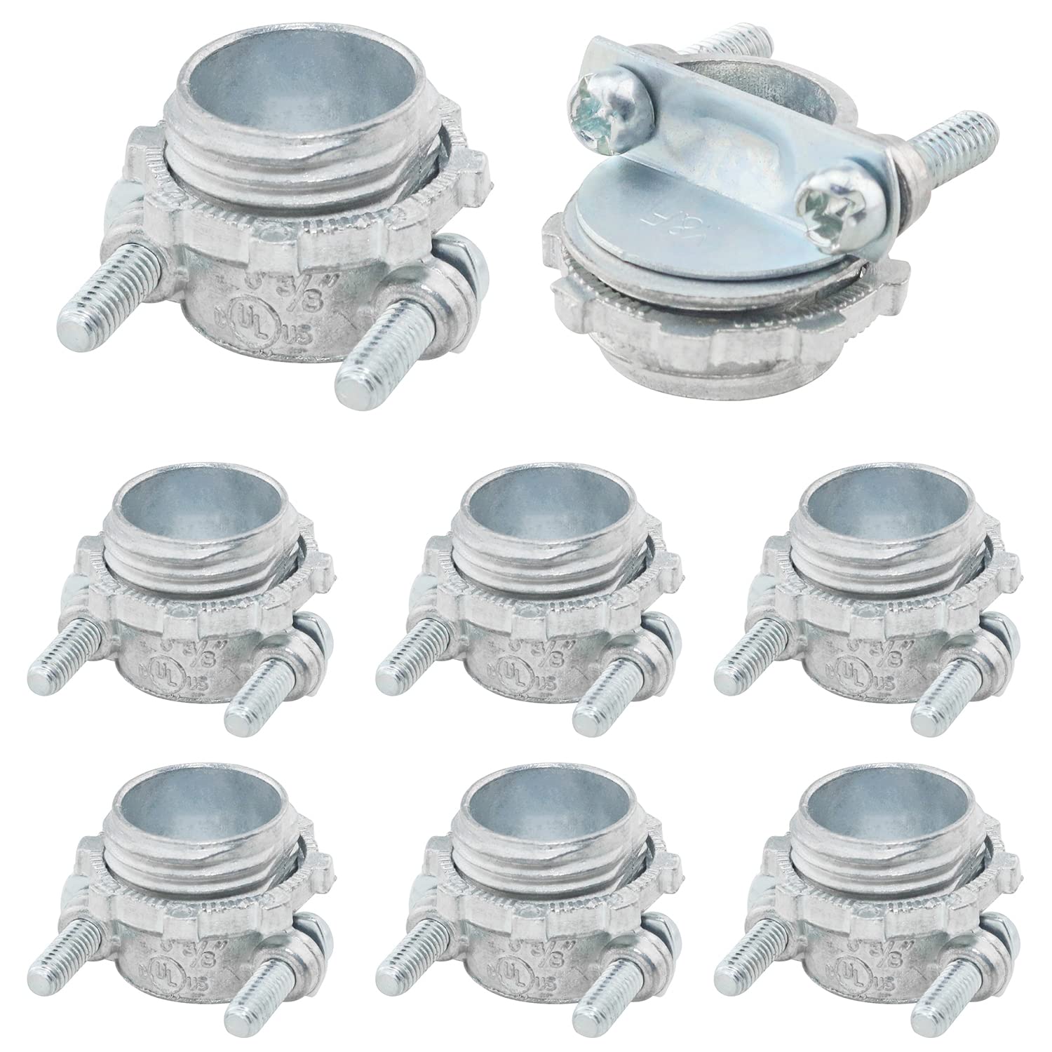 Clamp Cable Connector ZZLZX 8PCS 1/2Inch Zinc Alloy Clamp Type Connector Cable Connector for Metallic Conduit Protect Cables Silver-image-30