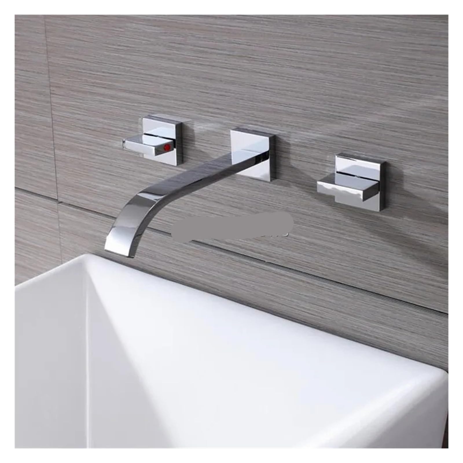 Grifo de lavabo de baño bimando empotrado de latón cromado montado en la pared