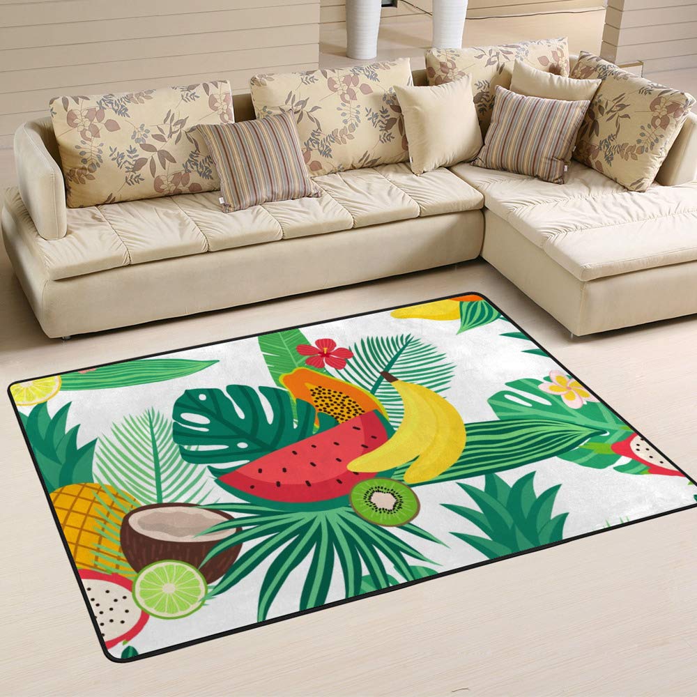 Tapis de salon feuilles tropicales Ruchen grand format chambre