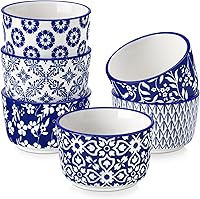 Vista 1 de vancasso Selene - Juego de 6 mini ramequines de cerámica de 4 onzas, tazas para hornear aptas para horno para crème brûlée, soufflés, postres