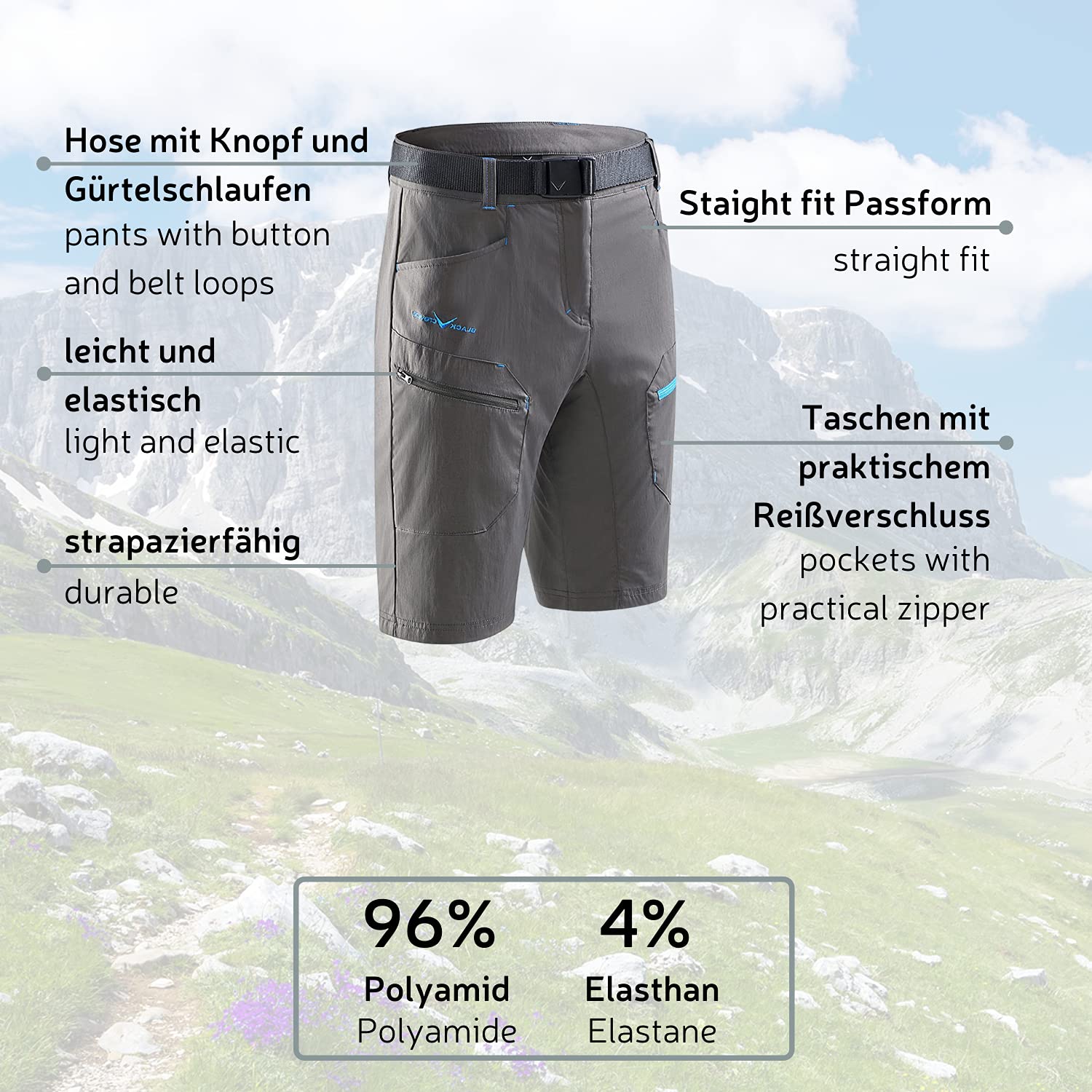 Black Crevice Short de Trekking Homme