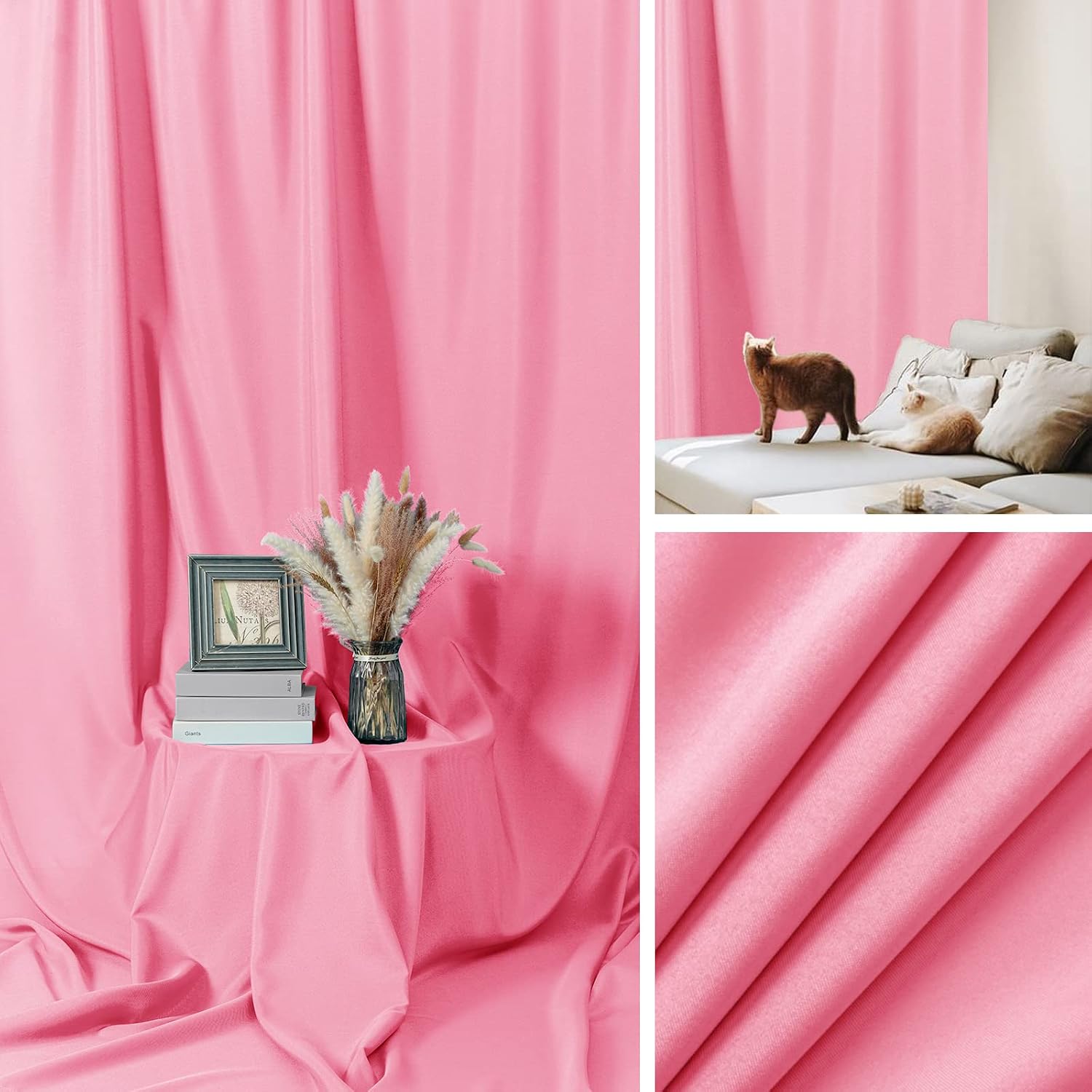 Sugargirl 8FTX10FT Pink Screen Backdrop Background for Photography, Polyester Photo Backdrop for Photoshoot, Party, Video and Television (1 Panel)
