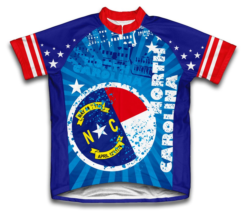 ScudoPro North Carolina Short Sleeve Cycling Jersey for Youth - Size M Blue