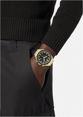 Versace Greca Dome Chrono Leather Watch