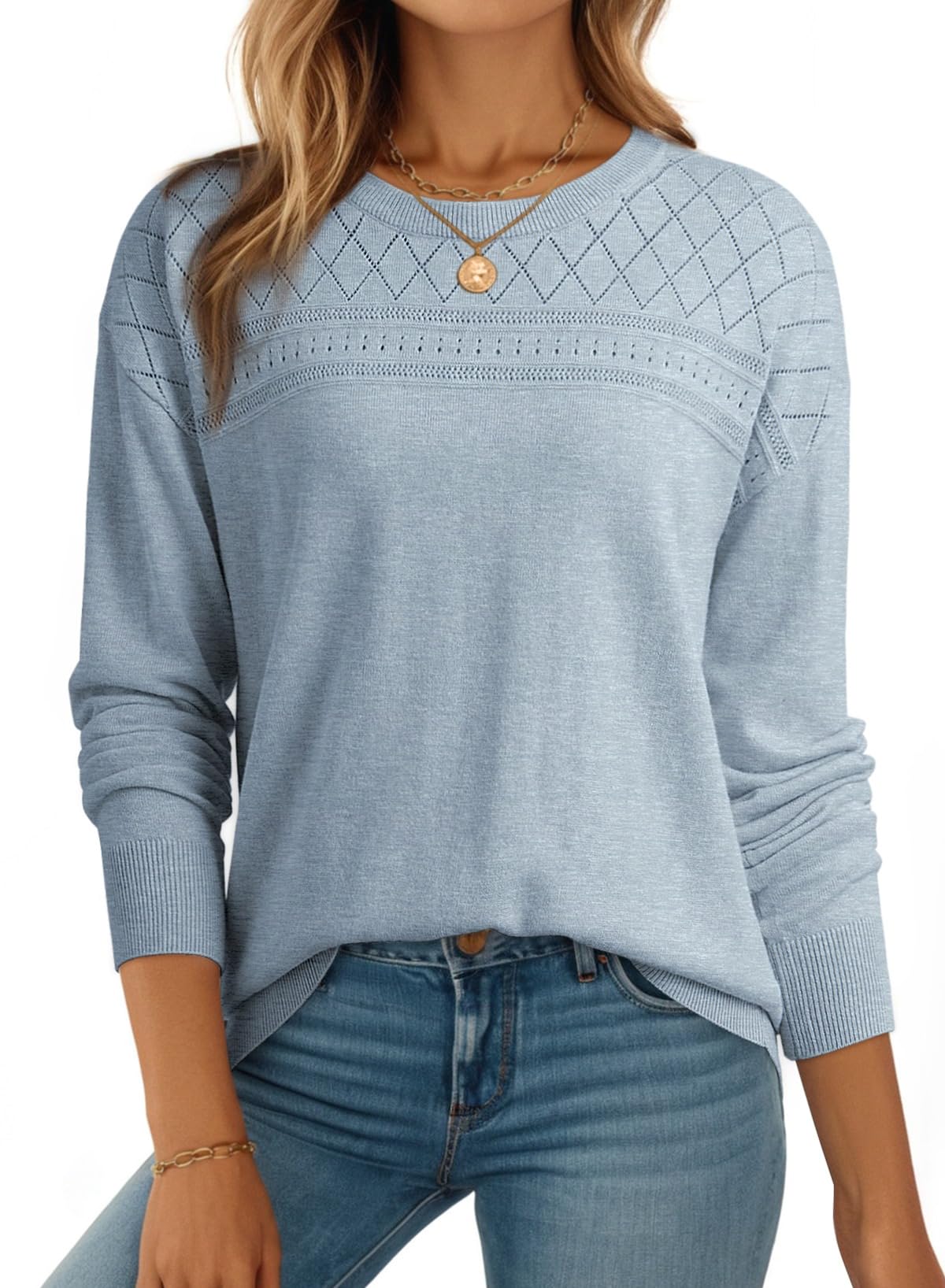 Dokotoo Womens Casual 2026 Wool Hollow Out Fall Winter Sweaters Trendy Lightweight Crochet Pullover Tops