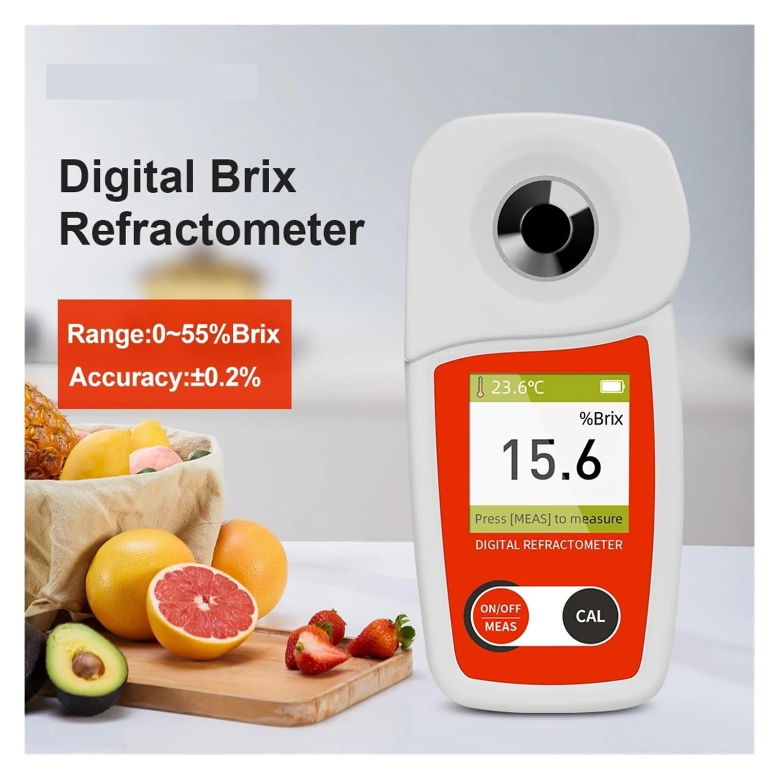 Refractómetro digital Brix, medidor Brix, compensación automática de temperatura, refractómetro Brix Respuesta Rápida(E08S Range 0-35)
